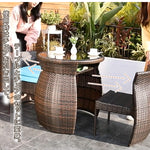 バルコニー テーブルチェアセット 小型 藤製 リラックス用 三点組 001-outdesk