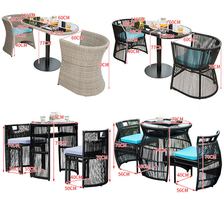 バルコニー テーブルチェアセット 小型 藤製 リラックス用 三点組 001-outdesk