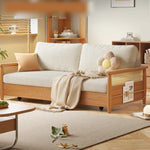 木製フレーム ソファベッド|収納棚付き キャスター付き 省スペース対応 ナチュラルデザイン hemw-6300