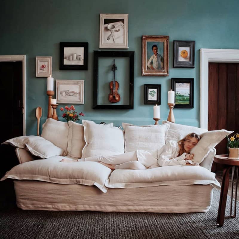 ラグジュアリーソファー パインフレーム ダウン&シリコンフィルクッション 高級綿麻ファブリック Hersa-1646