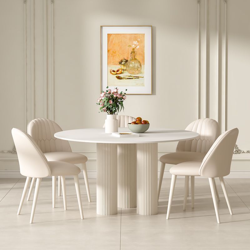 クリームスタイルラグジュアリーモダンホワイトフレンチシェルデザインダイニングチェア 合皮 htt-3848-ch