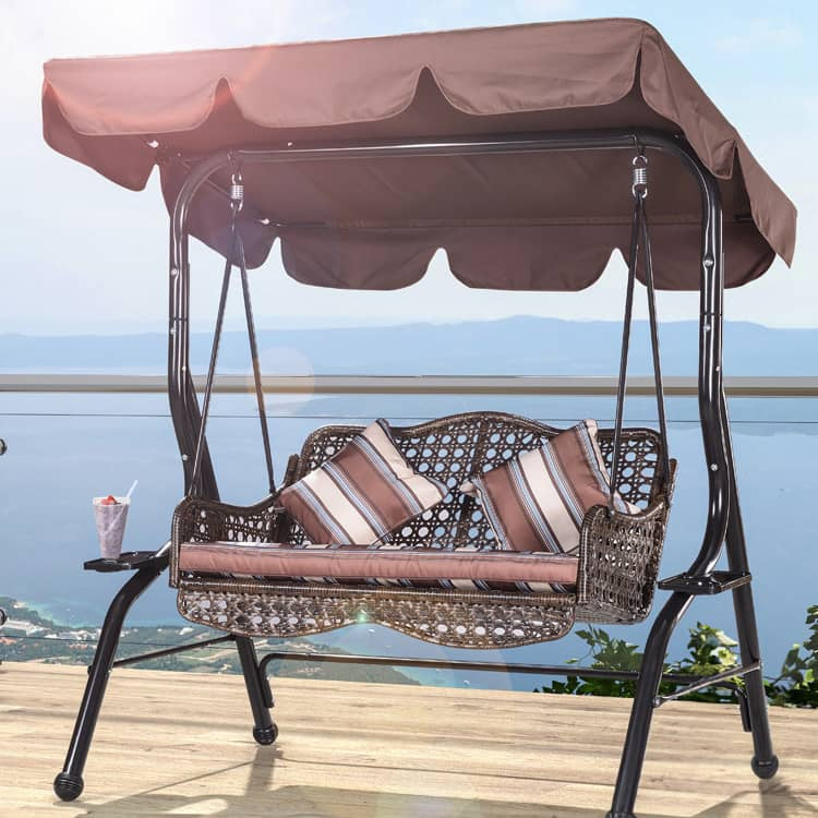 ブランコ スウィングベンチ 椅子 チェア 屋根付き シェード付き クッション付き ベンチ ガーデンファニチャー ガーデン スウィング zy-026