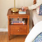 高品質 チェリー材&ポプラ材 ナイトテーブル コンパクトデザイン おしゃれ 北欧風 寝室家具 hsxz-2171
