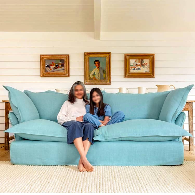 ラグジュアリーソファー パインフレーム ダウン&シリコンフィルクッション 高級綿麻ファブリック Hersa-1646