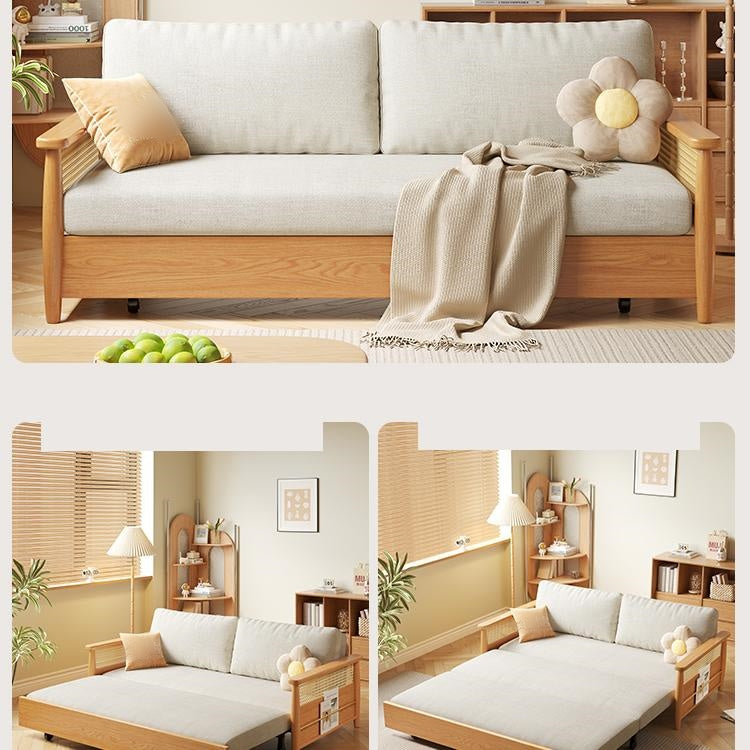 木製フレーム ソファベッド|収納棚付き キャスター付き 省スペース対応 ナチュラルデザイン hemw-6300
