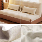 折りたたみソファベッド 実木フレーム リビング・書斎対応 ラタン編み 引き出し式 伸縮ミニソファ 綿麻ファブリック zx-1229-10