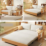 木製フレーム ソファベッド|収納棚付き キャスター付き 省スペース対応 ナチュラルデザイン hemw-6300