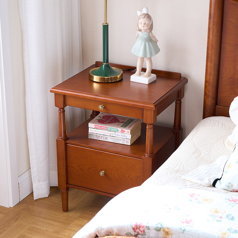 高品質 チェリー材&ポプラ材 ナイトテーブル コンパクトデザイン おしゃれ 北欧風 寝室家具 hsxz-2171