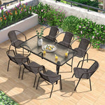 ガーデンテーブルセット 5点セット おしゃれ ラタン調 パラソル対応 ガラス チェア アウトドア 椅子 いす コンパクト ウッドデッキzy-027-1