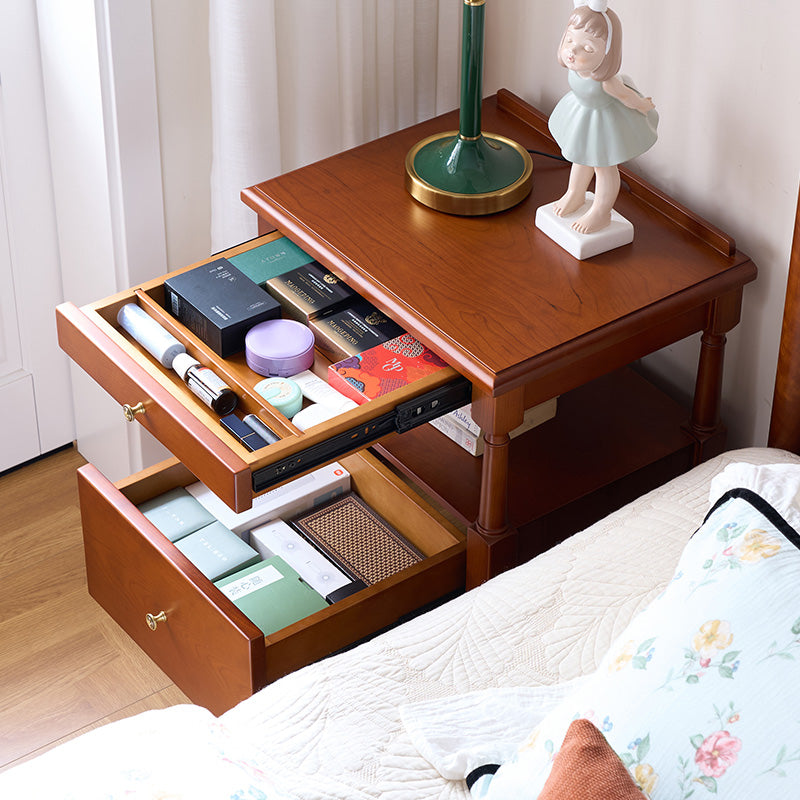 高品質 チェリー材&ポプラ材 ナイトテーブル コンパクトデザイン おしゃれ 北欧風 寝室家具 hsxz-2171