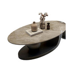 クリエイティブ楕円形 セラミック天板ローテーブル 軽ラグジュアリー モダンミニマルデザイン アートな佇まいで上質なリビングに fel-1945