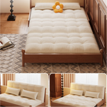 折りたたみソファベッド 実木フレーム リビング・書斎対応 ラタン編み 引き出し式 伸縮ミニソファ 綿麻ファブリック zx-1229-10