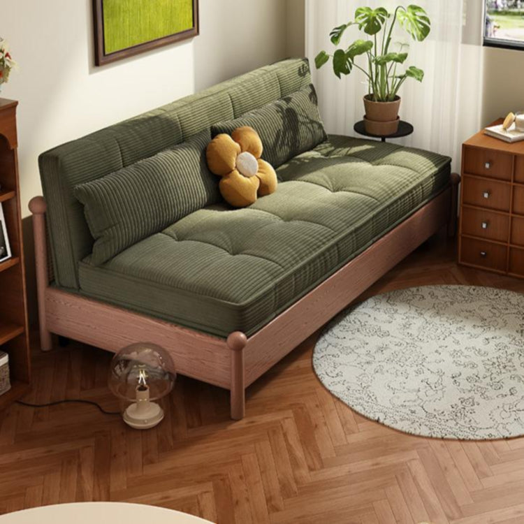 折りたたみソファベッド 実木フレーム リビング・書斎対応 ラタン編み 引き出し式 伸縮ミニソファ 綿麻ファブリック zx-1229-10