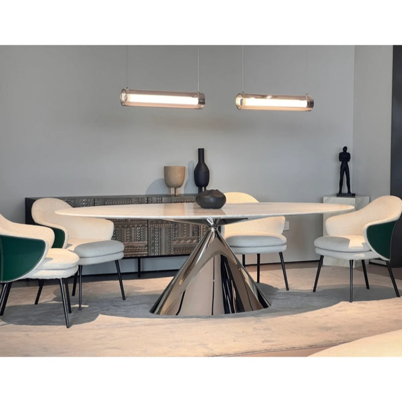 ラグジュアリーなデザイン!セラミック&ステンレス 大理石テーブル - 洗練されたダイニングを演出 fjx-2639