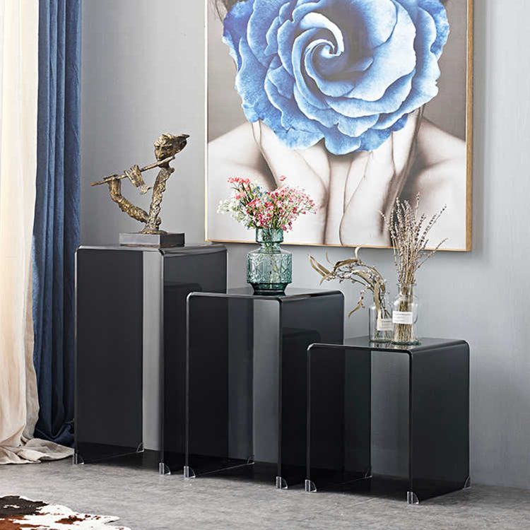 スタイリッシュな強化ガラス製ティーテーブル - モダンなリビングに最適なインテリアアイテム! bd-4565