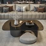 スタイリッシュなセンターテーブル | 強化ガラスと綿麻素材を使用したモダンなデザイン fel-3062