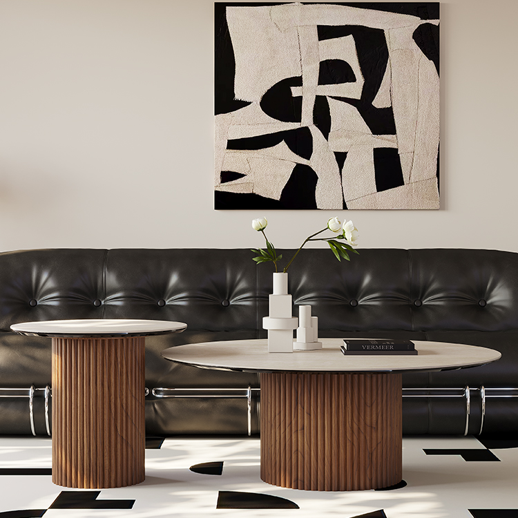 高級感漂うセラミックセンターテーブル|多層板?ガラス?アッシュ材の美しい融合 fmus-4088