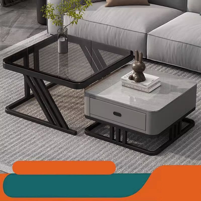 高級セラミック MDF 合成材 強化ガラス PU レザーのセンターテーブル - モダンなデザインでリビングを彩る frg-504