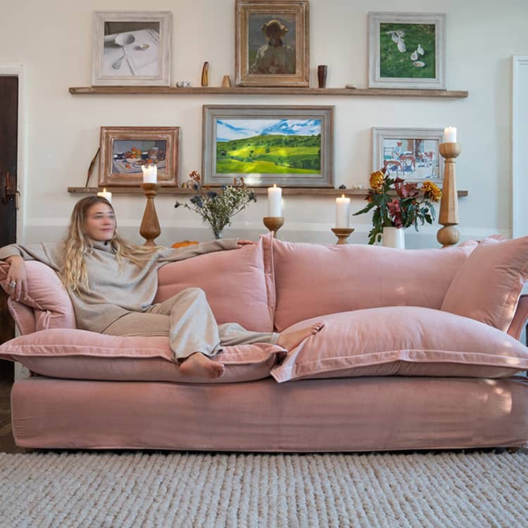 ラグジュアリーソファー パインフレーム ダウン&シリコンフィルクッション 高級綿麻ファブリック Hersa-1646