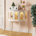 おしゃれなオーク製キャビネット - 強化ガラス扉付き収納家具 hsxz-2184