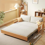 木製フレーム ソファベッド|収納棚付き キャスター付き 省スペース対応 ナチュラルデザイン hemw-6300