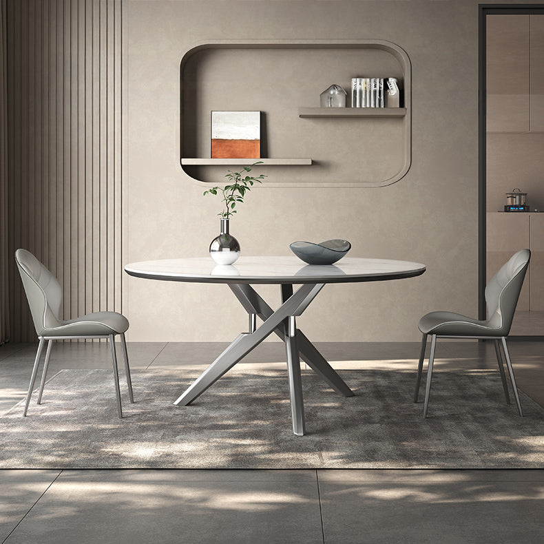 高級感グレー合成皮革ダイニングチェアメタル脚快適デザイン hagst-5369