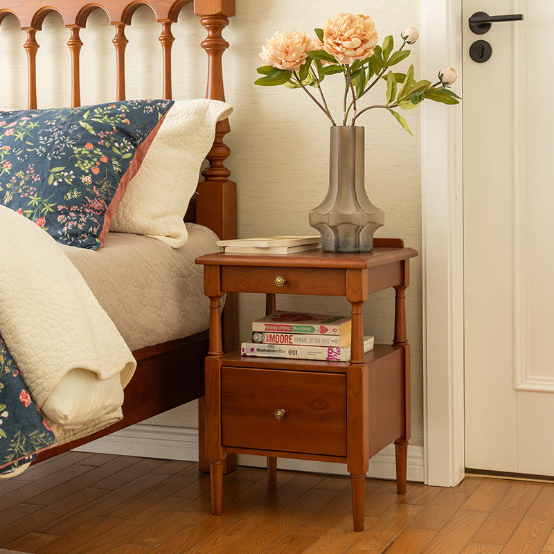 高品質 チェリー材&ポプラ材 ナイトテーブル コンパクトデザイン おしゃれ 北欧風 寝室家具 hsxz-2171