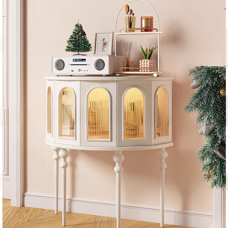 おしゃれなオーク製キャビネット - 強化ガラス扉付き収納家具 hsxz-2184