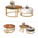 セラミック天板ローテーブル リビング用 ラグジュアリーでシンプルな小型住宅向け クリームスタイル 伸縮可能な円形組み合わせタイプ frg-495