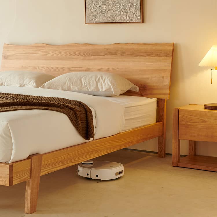 アッシュ材とラタン使用の高級ナイトテーブル | 収納力抜群でおしゃれなデザイン hjhms-1054