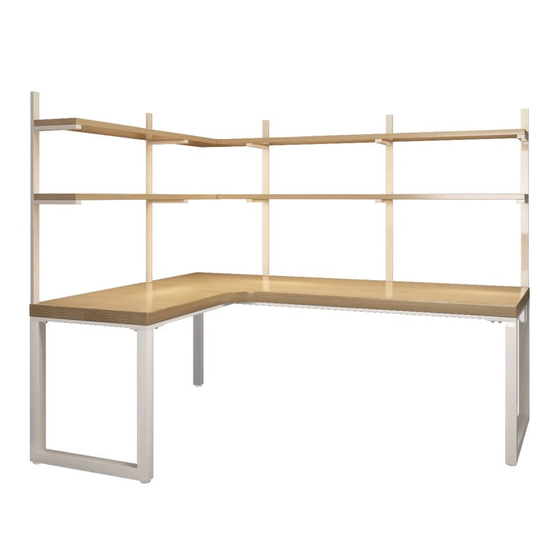 パイン材使用L字型デスク|スタイリッシュな収納一体型テーブル fsdb-2265