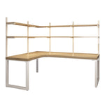 パイン材使用L字型デスク|スタイリッシュな収納一体型テーブル fsdb-2265