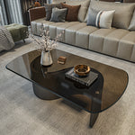 スタイリッシュなセンターテーブル | 強化ガラスと綿麻素材を使用したモダンなデザイン fel-3062