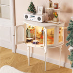 おしゃれなオーク製キャビネット - 強化ガラス扉付き収納家具 hsxz-2184