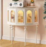 おしゃれなオーク製キャビネット - 強化ガラス扉付き収納家具 hsxz-2184