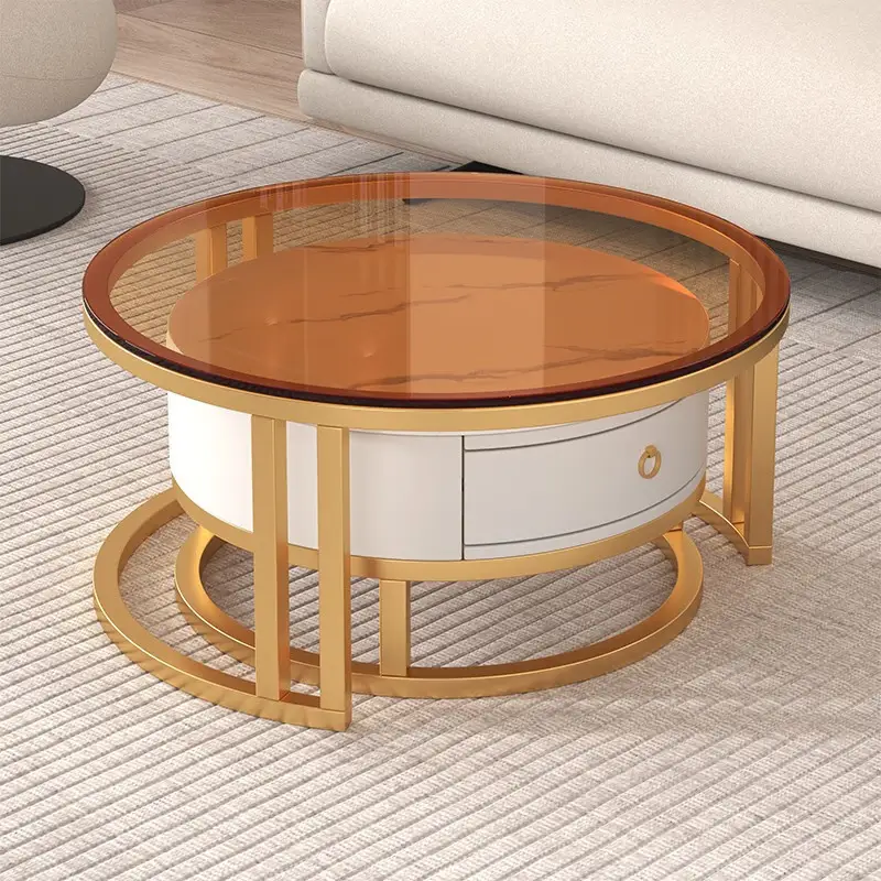 セラミック天板ローテーブル リビング用 ラグジュアリーでシンプルな小型住宅向け クリームスタイル 伸縮可能な円形組み合わせタイプ frg-495