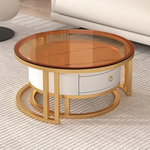 セラミック天板ローテーブル リビング用 ラグジュアリーでシンプルな小型住宅向け クリームスタイル 伸縮可能な円形組み合わせタイプ frg-495