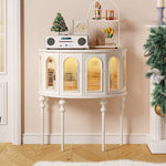 おしゃれなオーク製キャビネット - 強化ガラス扉付き収納家具 hsxz-2184