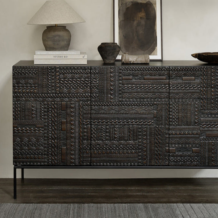 高級チーク製キャビネット - おしゃれで機能的な収納ソリューション hsxz-2190