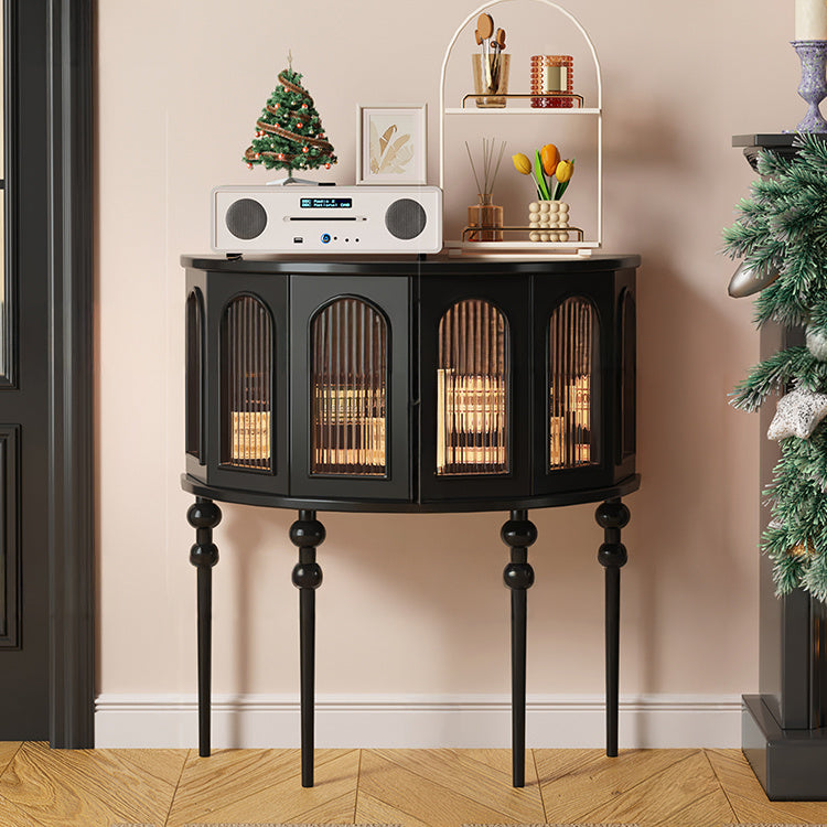 おしゃれなオーク製キャビネット - 強化ガラス扉付き収納家具 hsxz-2184