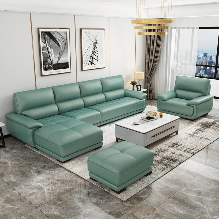 高級本革ラテックスパインソファー | 快適でスタイリッシュな合成皮革リビングソファ hxl-1267