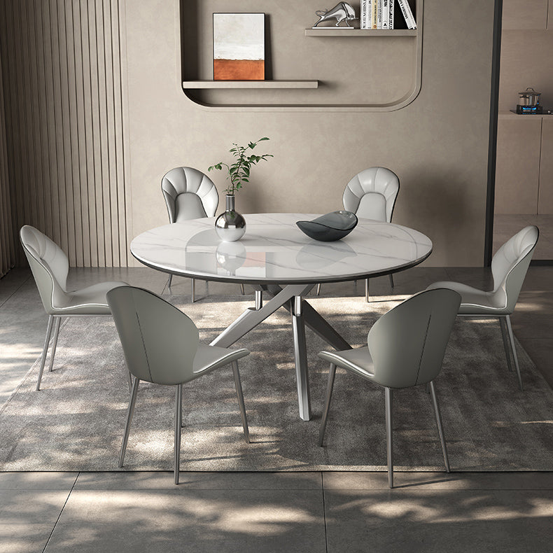 高級感グレー合成皮革ダイニングチェアメタル脚快適デザイン hagst-5369