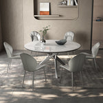 高級感グレー合成皮革ダイニングチェアメタル脚快適デザイン hagst-5369