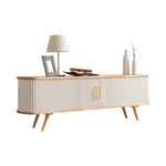 モダンデザインのテレビ台 - 木製、リブ加工、収納スペース付き、温かみのあるナチュラルカラー fls-5334