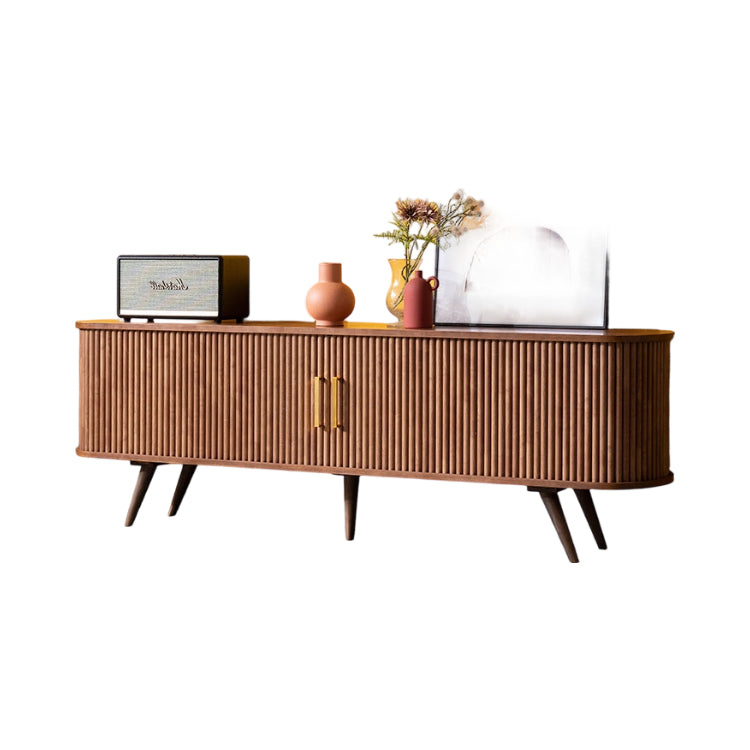 モダンデザインのテレビ台 - 木製、リブ加工、収納スペース付き、温かみのあるナチュラルカラー fls-5334