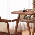 藤編み×無垢材 ティーテーブルセット|実木 茶卓 バルコニー・テラス用 ナチュラルデザイン G3-7231