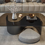 スタイリッシュなセンターテーブル | 強化ガラスと綿麻素材を使用したモダンなデザイン fel-3062