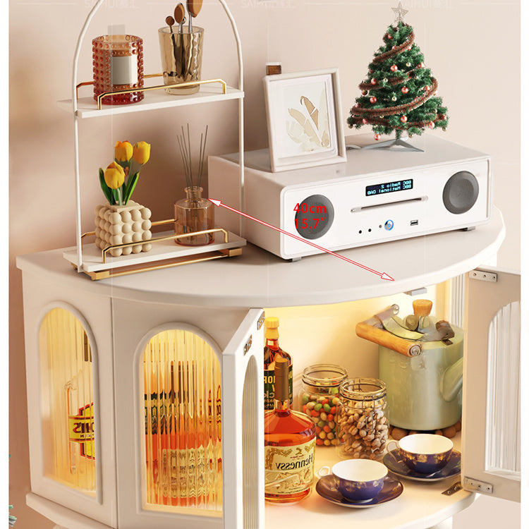 おしゃれなオーク製キャビネット - 強化ガラス扉付き収納家具 hsxz-2184