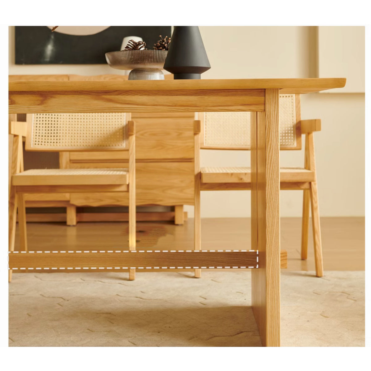 アッシュ材 PUレザー ラタン使用の高級チェア - エレガントで快適なデザイン hjhms-1045