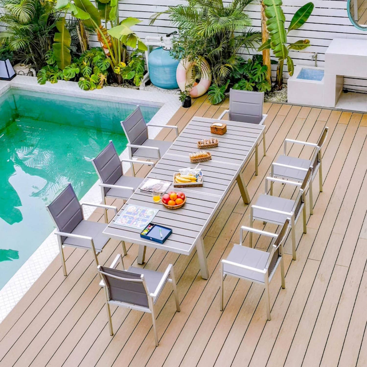 ガーデンテーブル 伸縮テーブル ガーデンセット おしゃれ アウトドア ガーデンファニチャー 伸長式 ガーデニング アウトドア zy-036